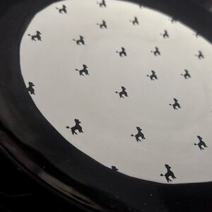 Black and White Poodle Dog Pattern Dinner Plate By Dantes